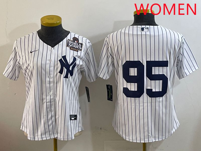 Women New York Yankees 95 No Name White Stripe Game 2025 Nike MLB Jersey style 4